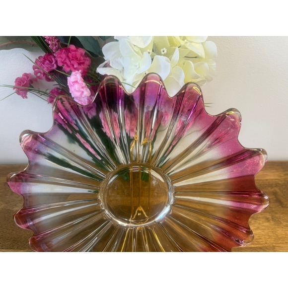 Vintage Federal Glass Celestial Marigold Purple Pressed Glass Charger Plate - Picture 3 of 10